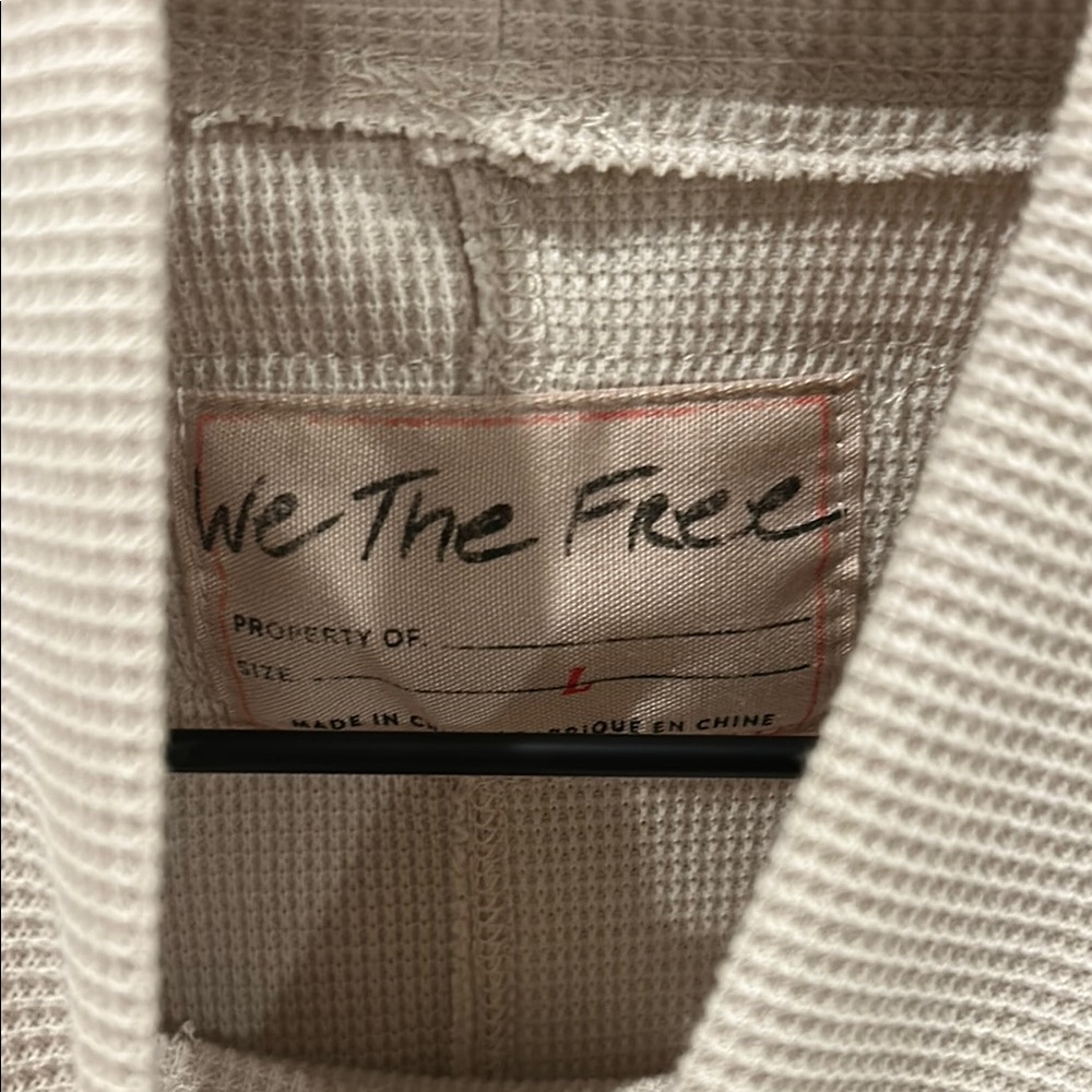 We The Free Cream Long Sleeve Top with Multicolor Sleeves - Picture 2 of 2